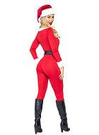 Weiblicher Weihnachtsmann, Kostüm-Overall, Kunstpelz, lange Ärmel, Gürtel